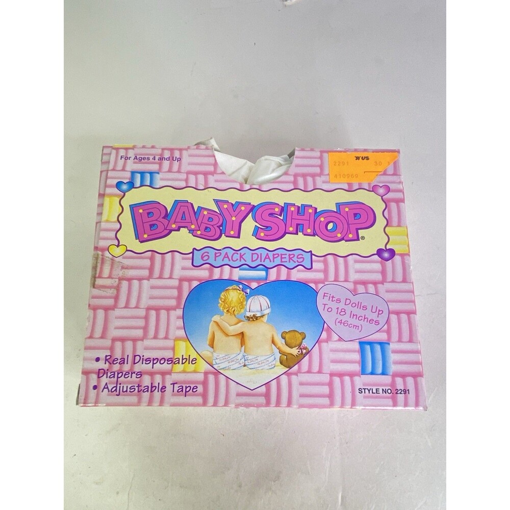 Vintage SKY KIDS The Baby Shop Doll Diapers 6 Pack Toys R Us Up to 18in NEW